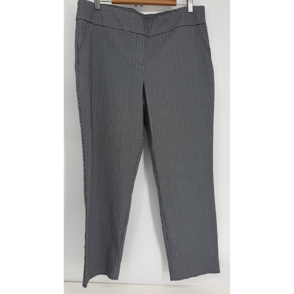 Hilary Radley Womens Black White Houndstooth Pull On Ankle Pants Sz XL